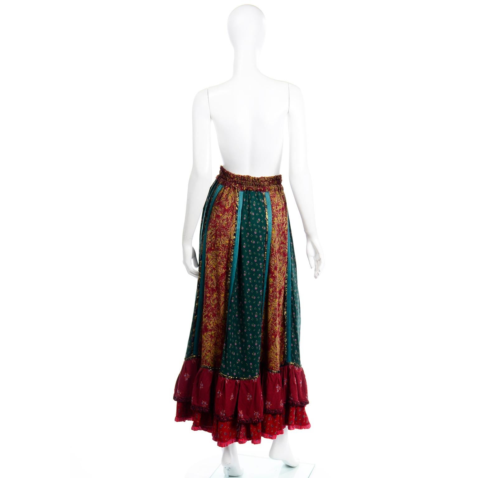 Women's Vintage Russian Multi Fabric Colorful Skirt or Strapless Dress