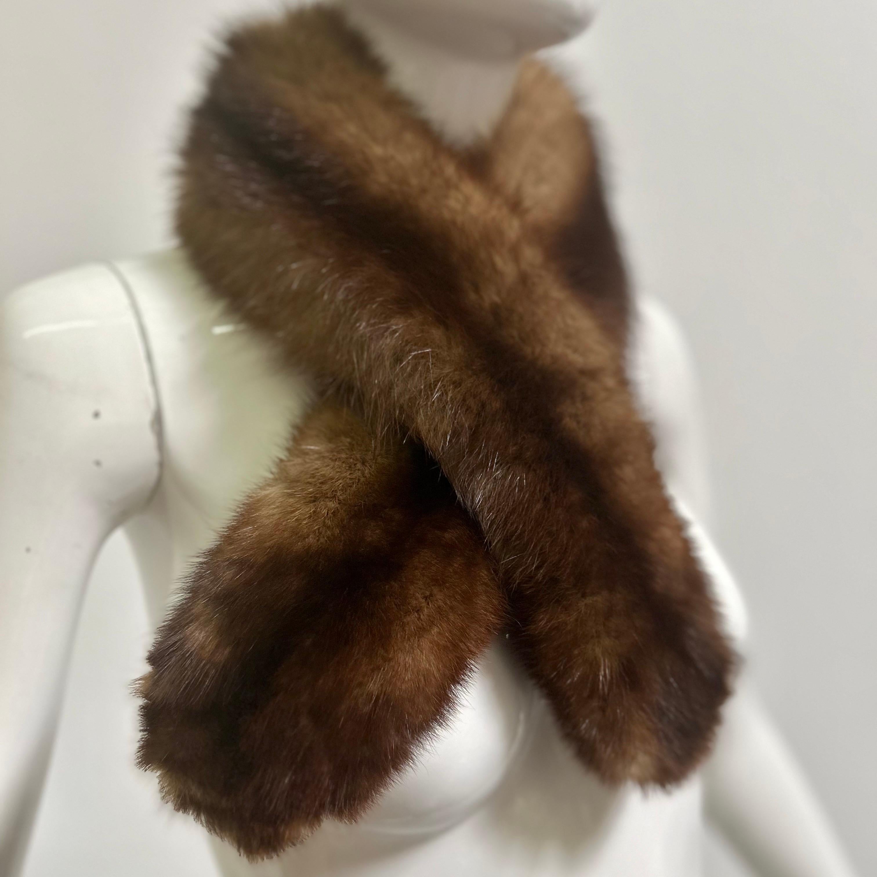 Black Vintage Russian Sable Fur Stole, Fling, Scarf, Collar or Wrap