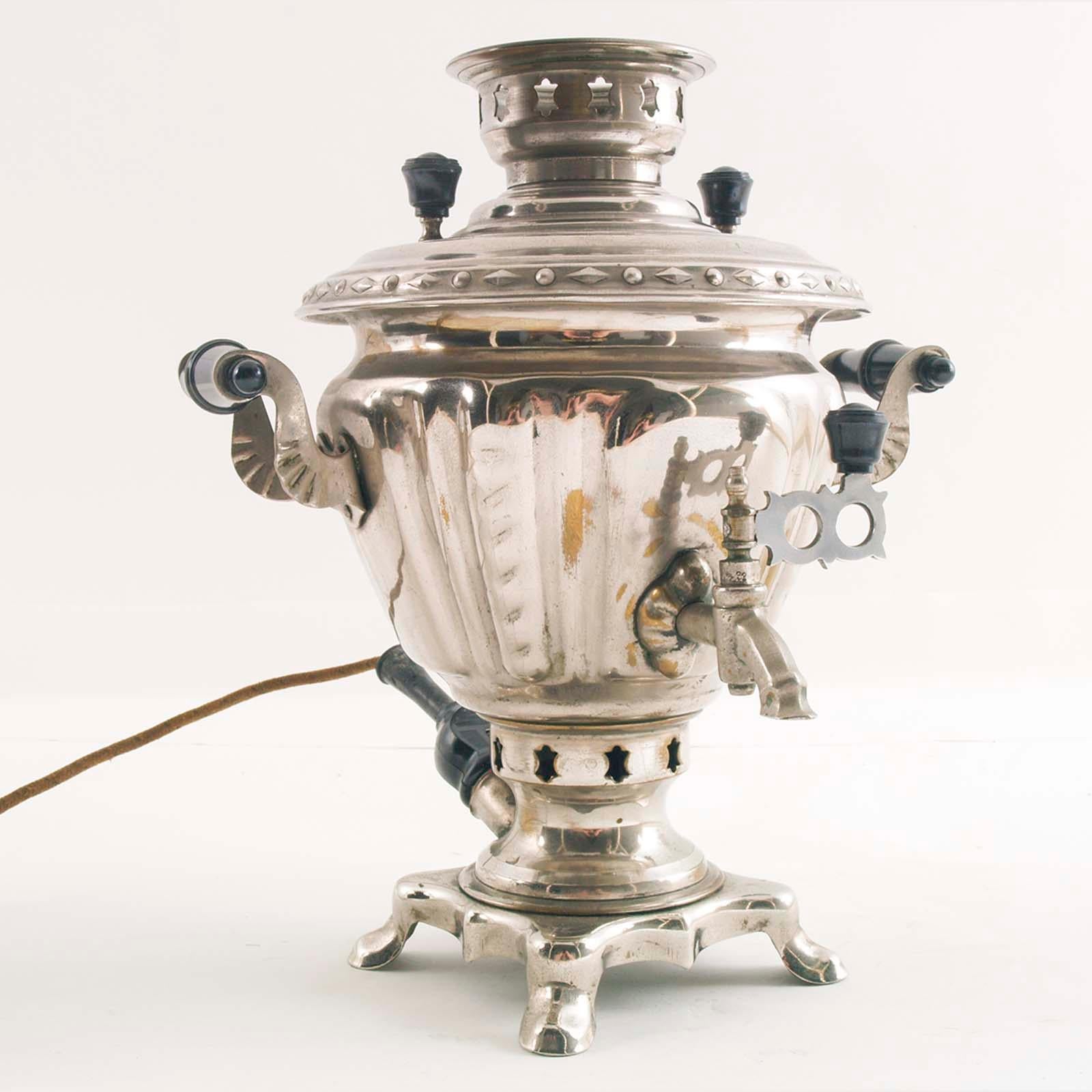 Vintage Russian Samovar Electric Kettle.
Silver-plated brass, working, produced in 1965.
Voltage 220 V