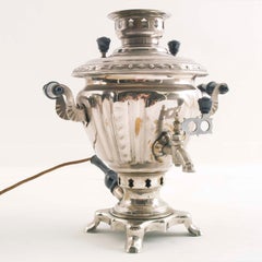 Vintage Russian Samovar Electric Kettle Silver-plated brass, working