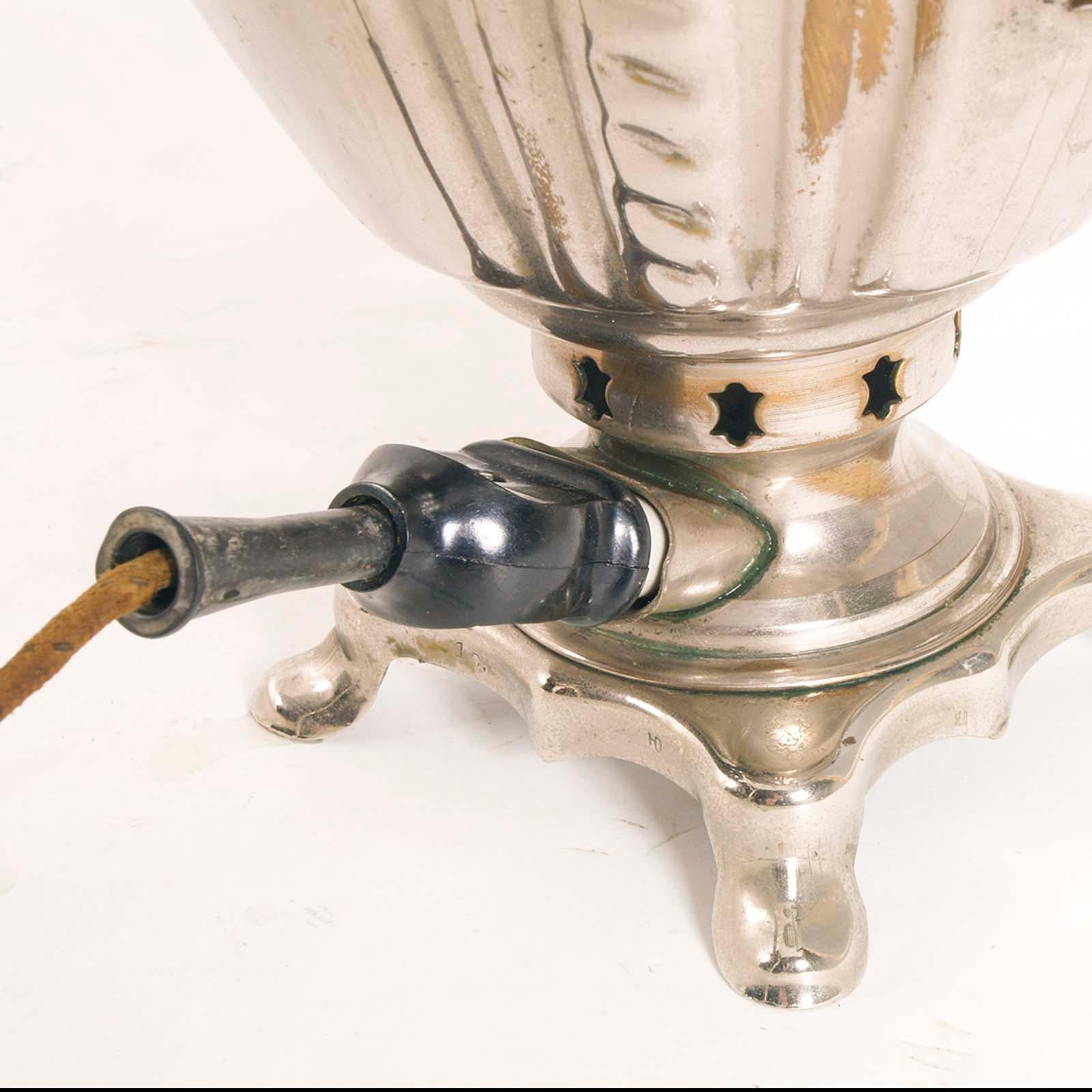20th Century Vintage Russian Samovar Electric Kettle Silver-plated brass, working For Sale
