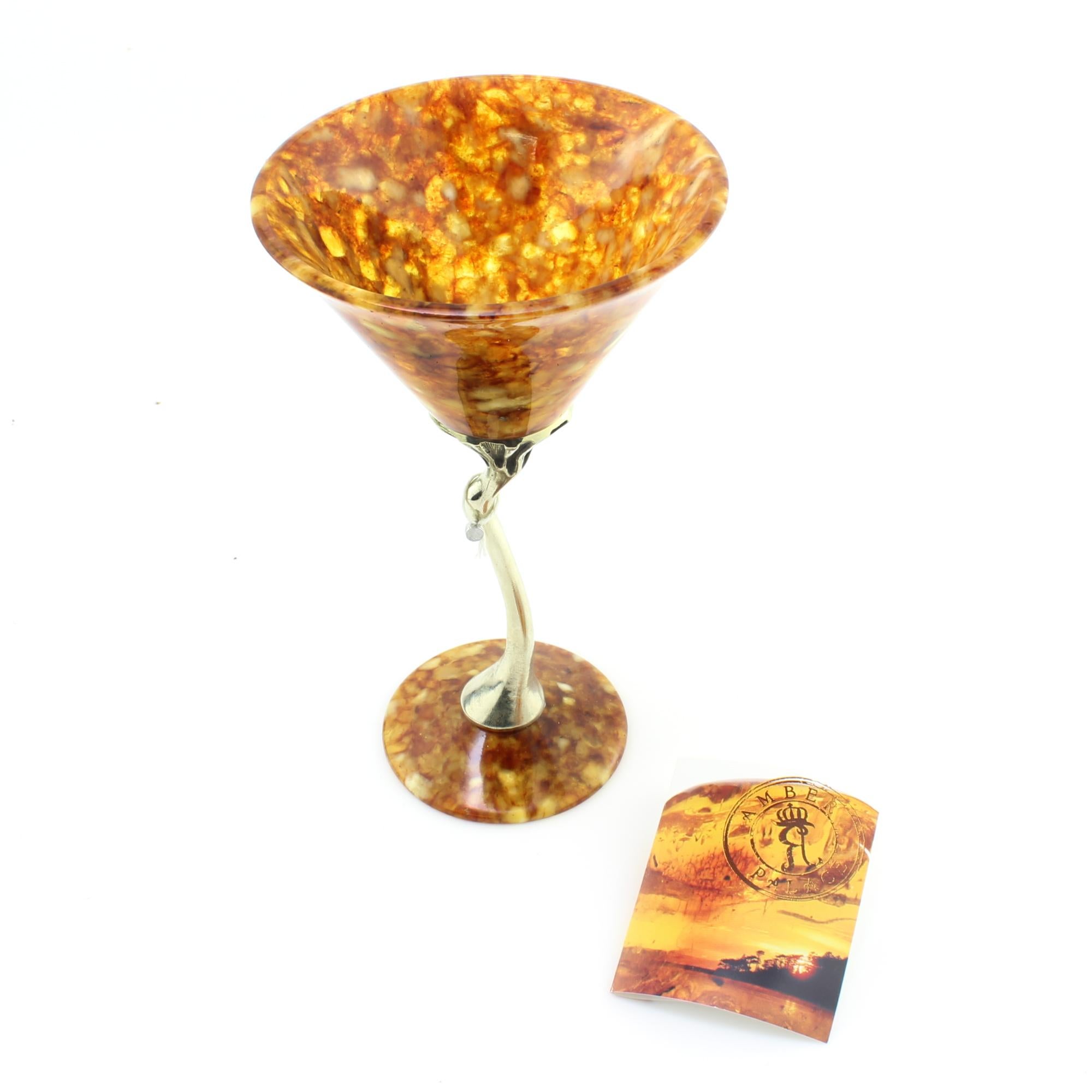 Russo Coppa / Calice da vino d'epoca in argento e ambra, anni '90 circa in vendita