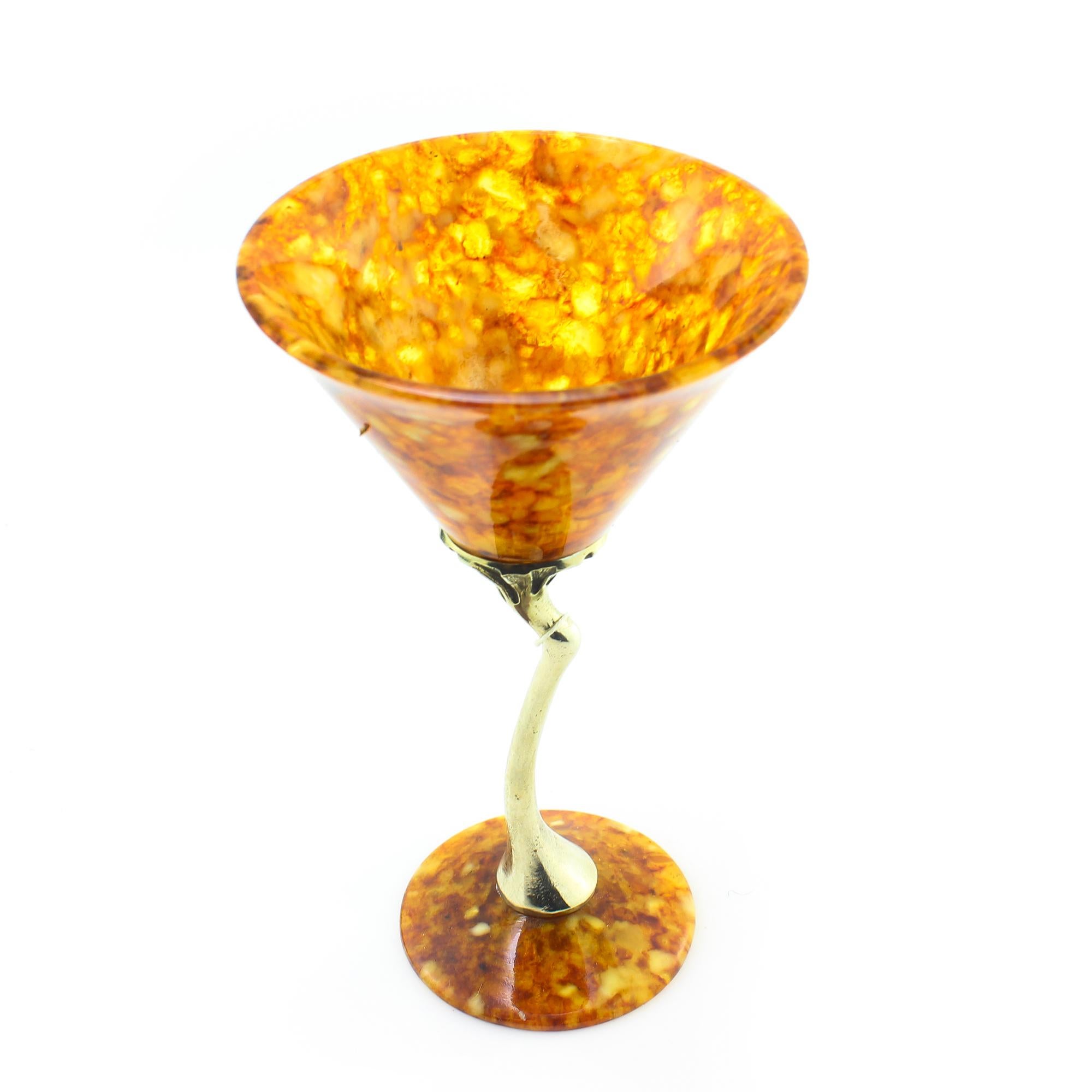 Late 20th Century Vintage Russian Silver and Amber Wine Cup / Goblet, circa 1990s For Sale