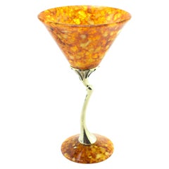 Vintage Russian Silver and Amber Wine Cup / Goblet, circa 1990s