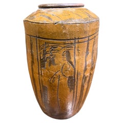 Vintage Rust-Brown Pottery Wine Jar, Mid-20th Century