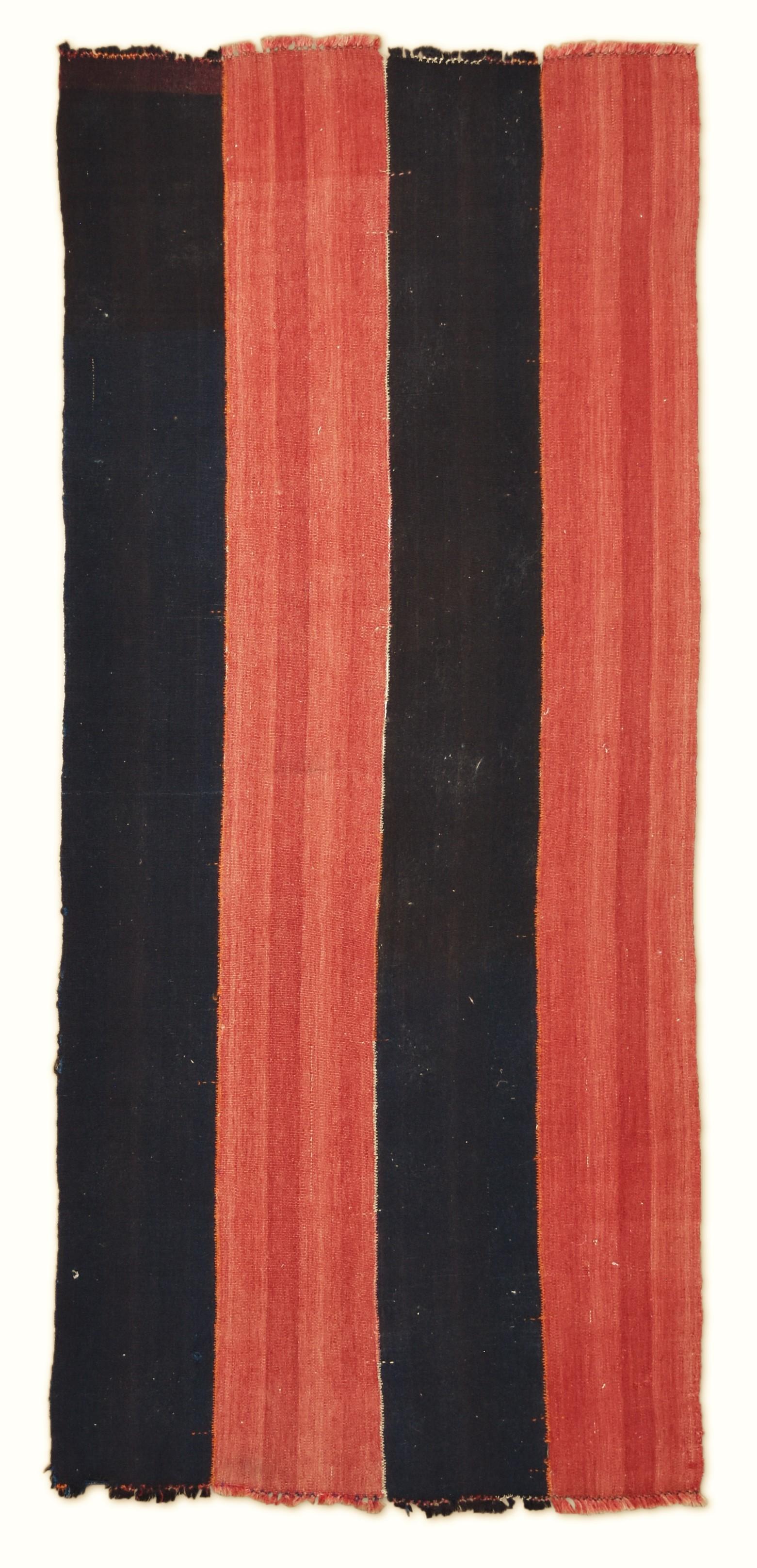 Vintage Rust Charcoal Brown Striped Hemp Flatweave Rug 4'10''x11'2'' im Angebot