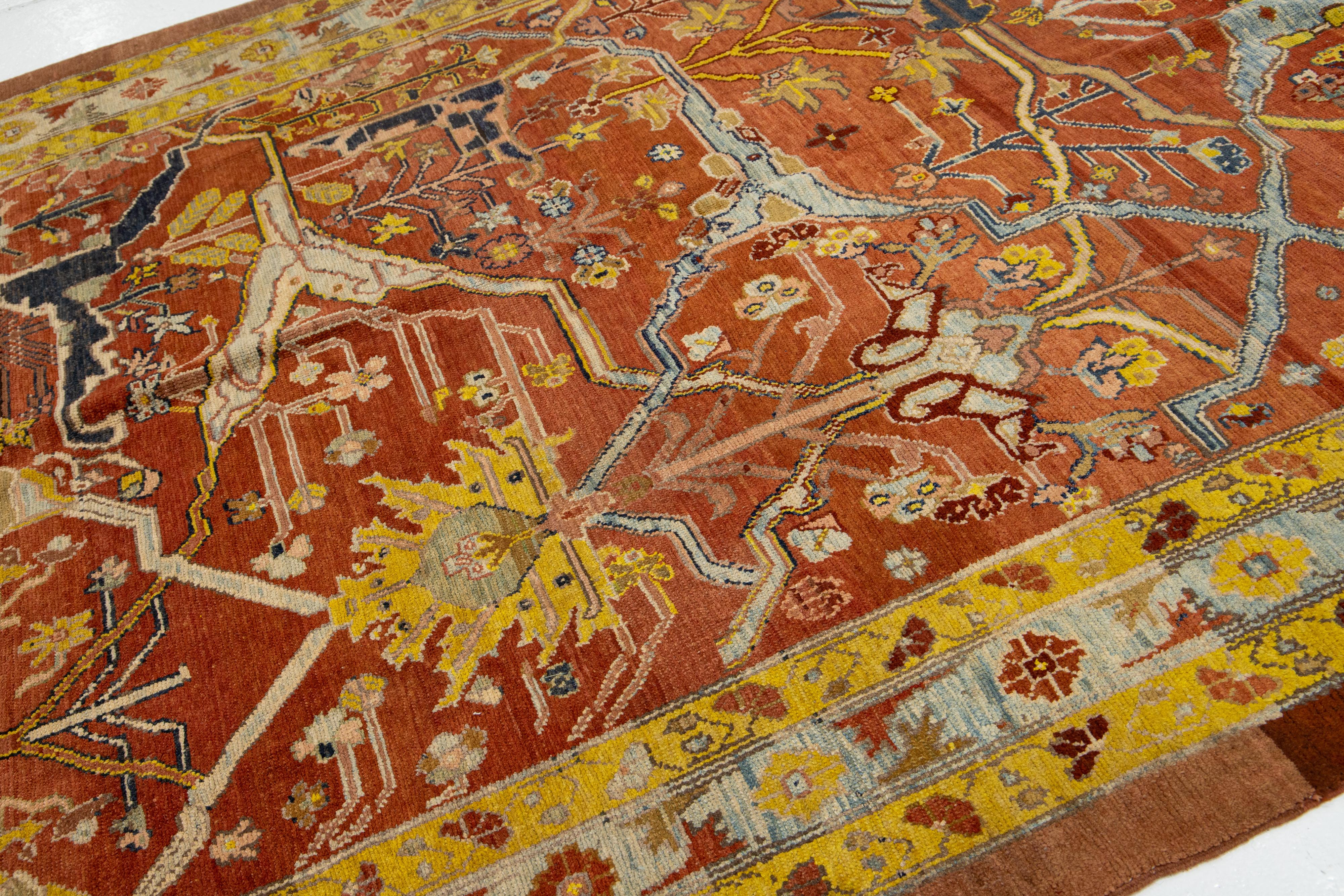 Rust Persischer Stammeskunst-Teppich in Bakshaish aus Wolle, Vintage im Angebot 4