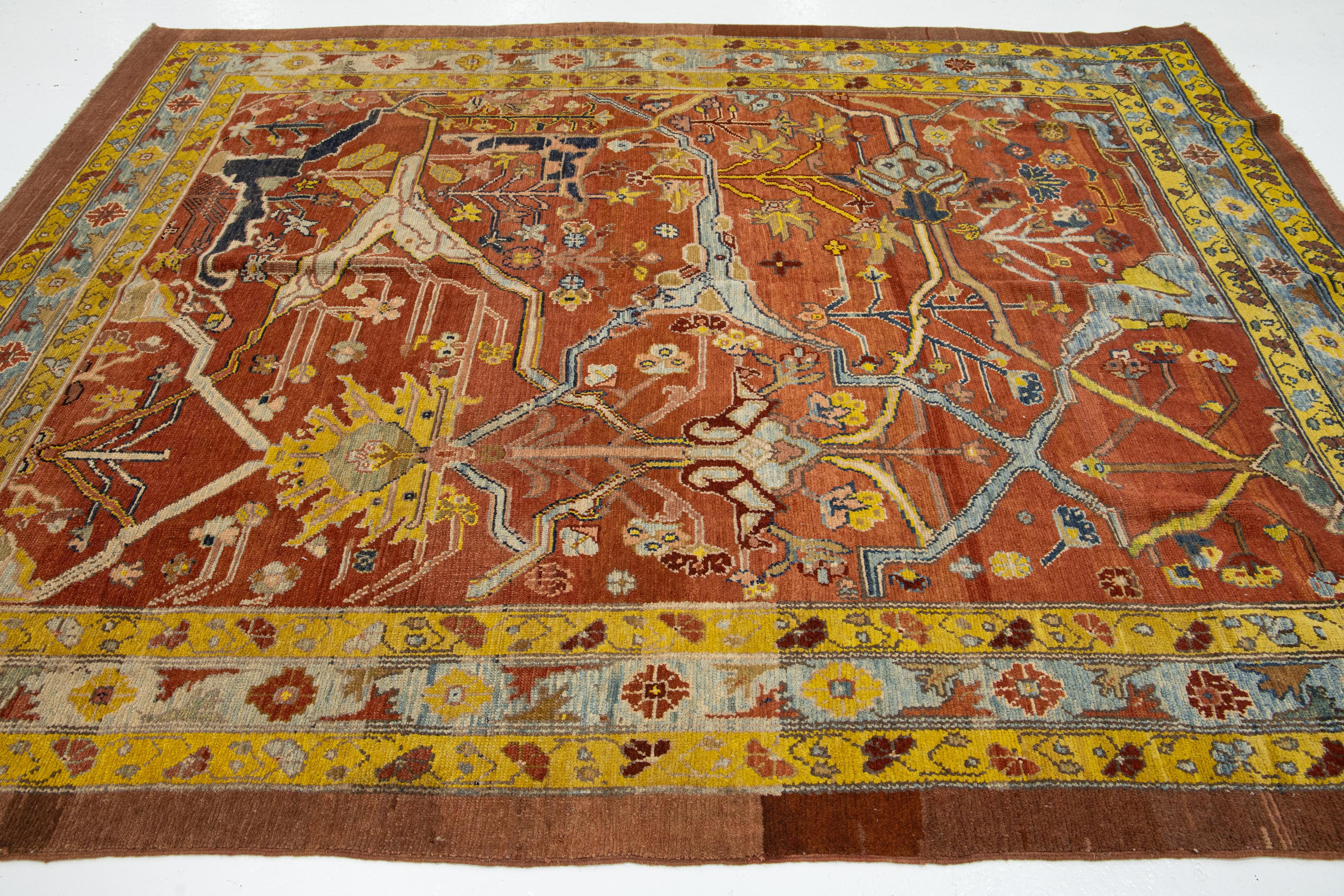 Rust Persischer Stammeskunst-Teppich in Bakshaish aus Wolle, Vintage im Angebot 6