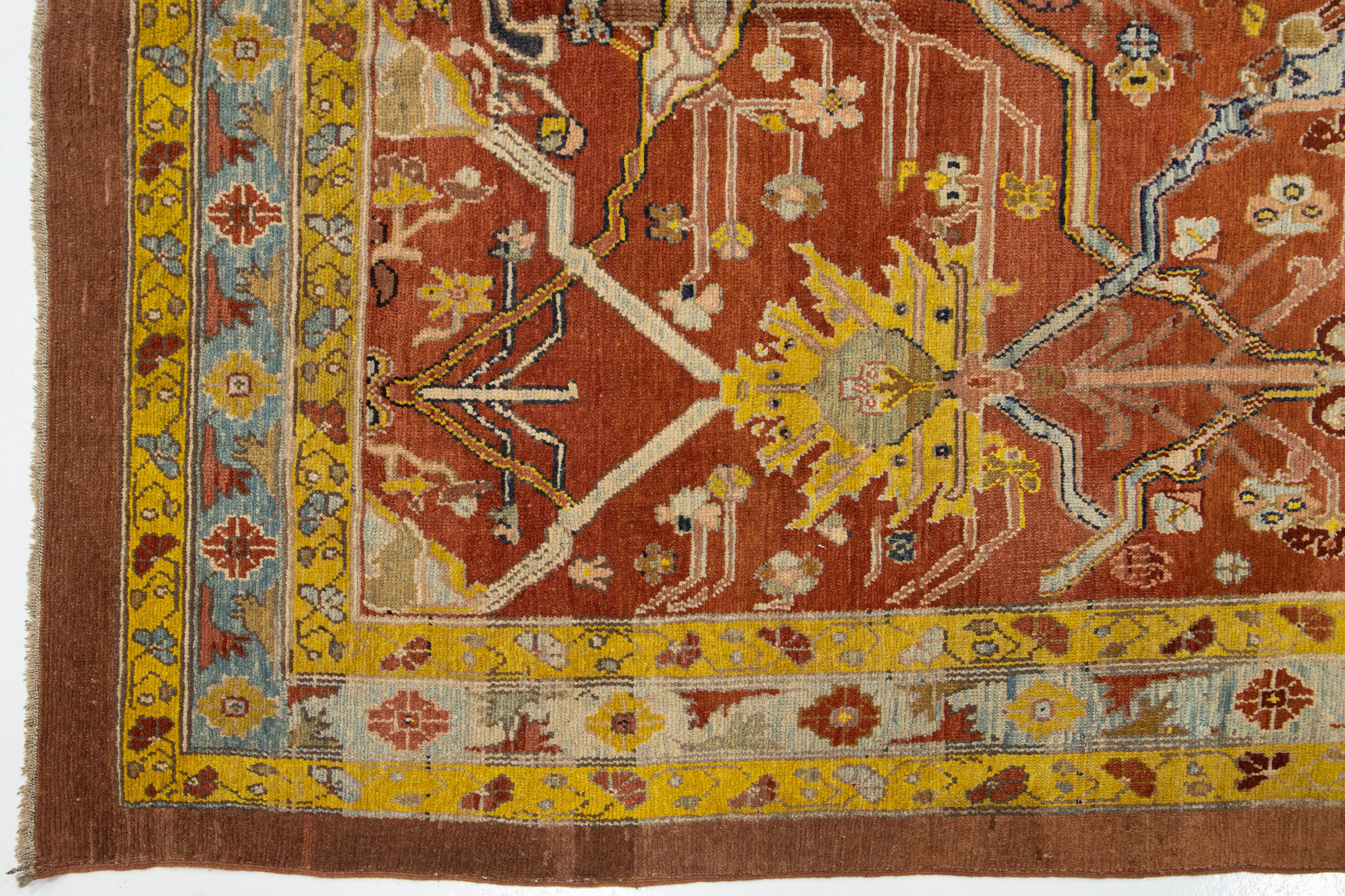 Rust Persischer Stammeskunst-Teppich in Bakshaish aus Wolle, Vintage im Angebot 7