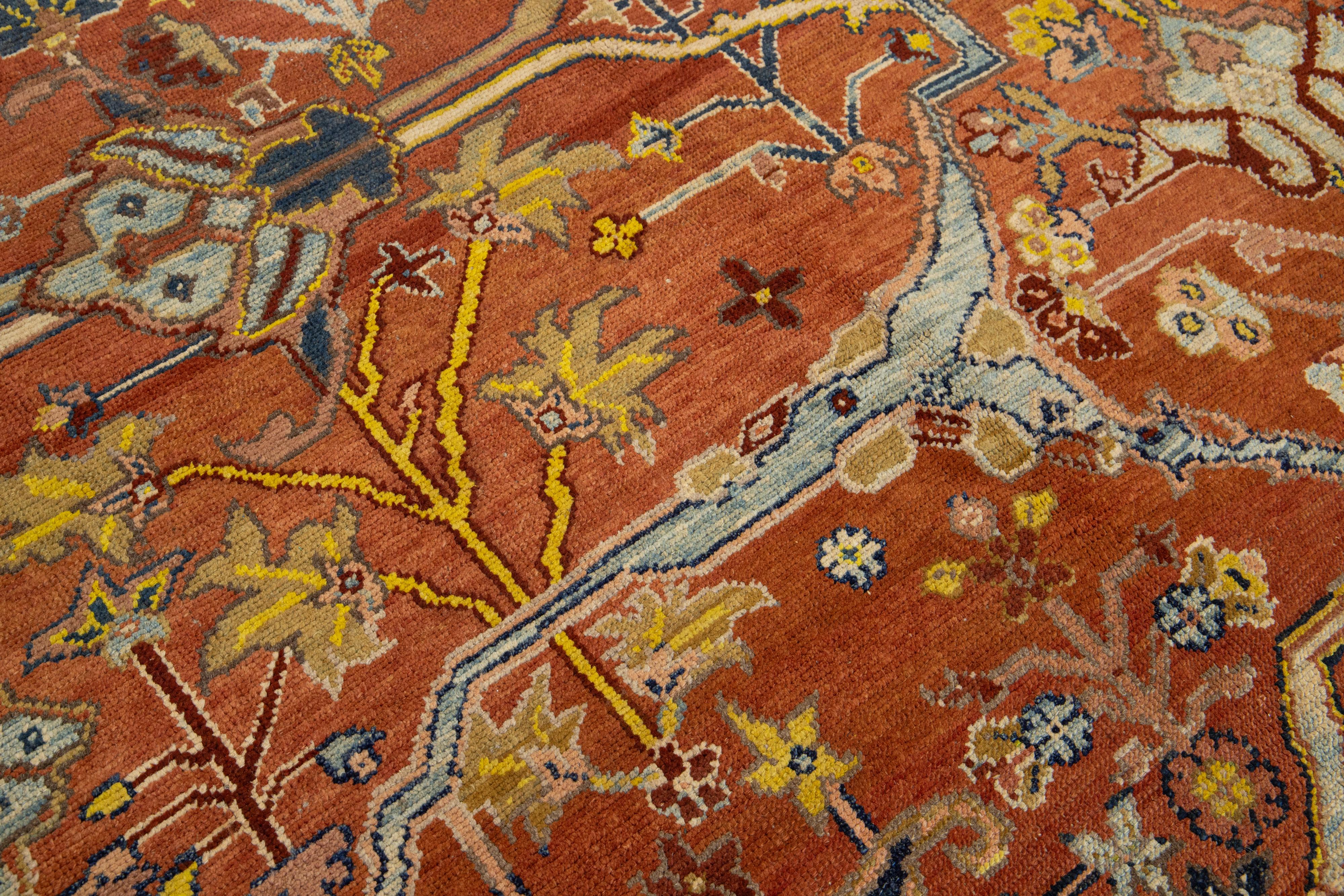 Rust Persischer Stammeskunst-Teppich in Bakshaish aus Wolle, Vintage im Angebot 9