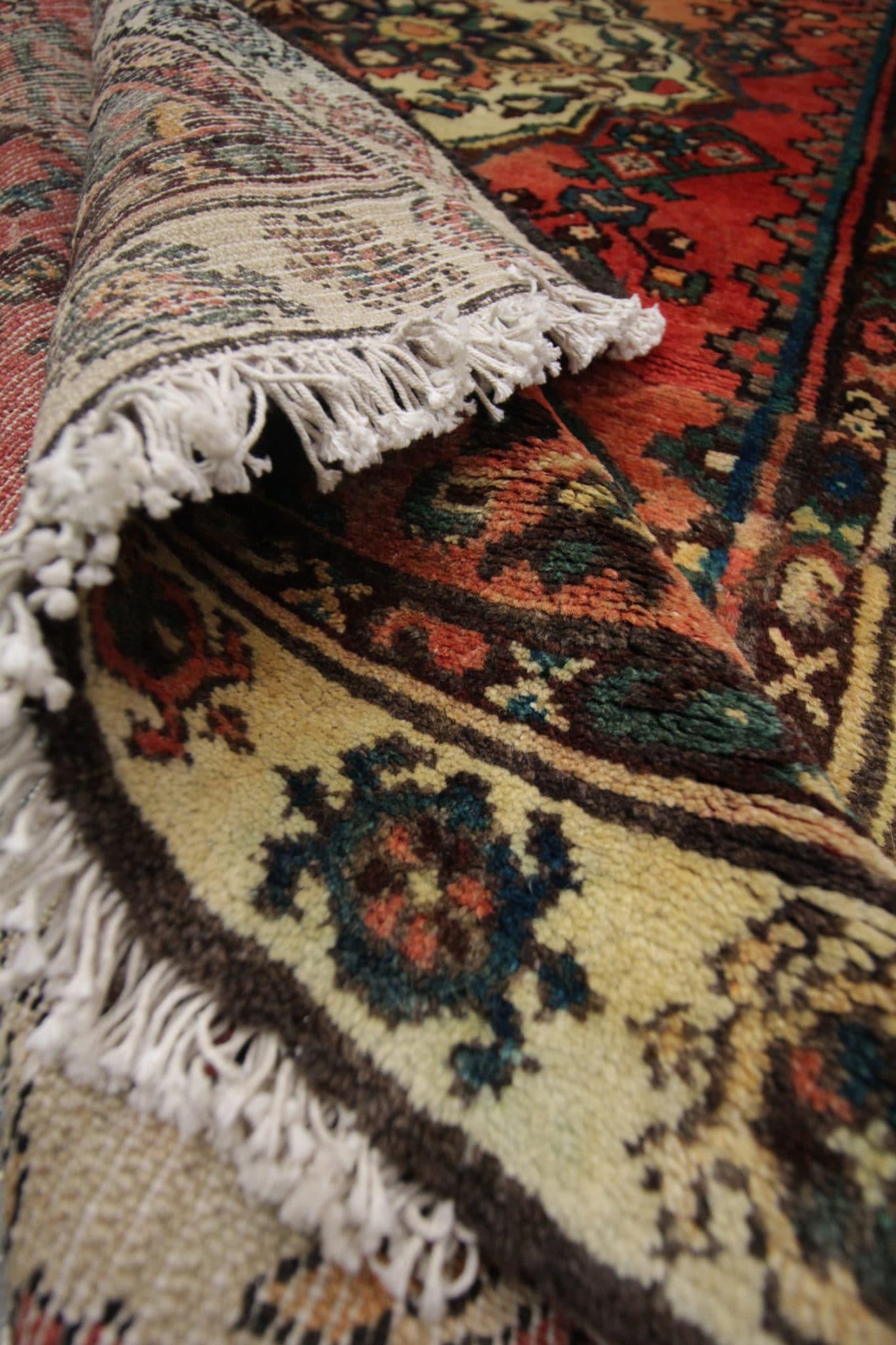 Persian Vintage Rust Runner Rug, Floral Rustic Wool Traditional Stair Runner For Sale