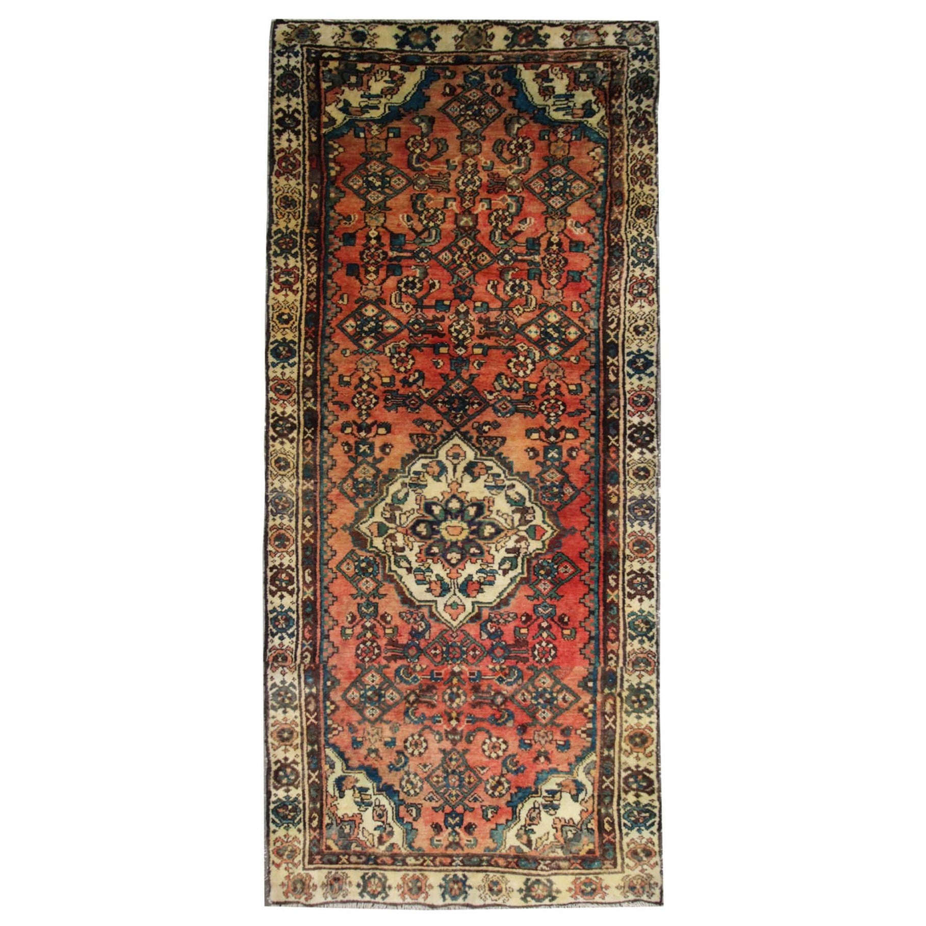 Vintage Rost-Läufer, floraler, rustikaler, traditioneller Vintage-Stair-Läufer aus Wolle