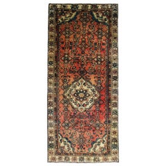 Vintage Rust Runner Rug, Floral Rustic Wool Traditional Stair Runner
