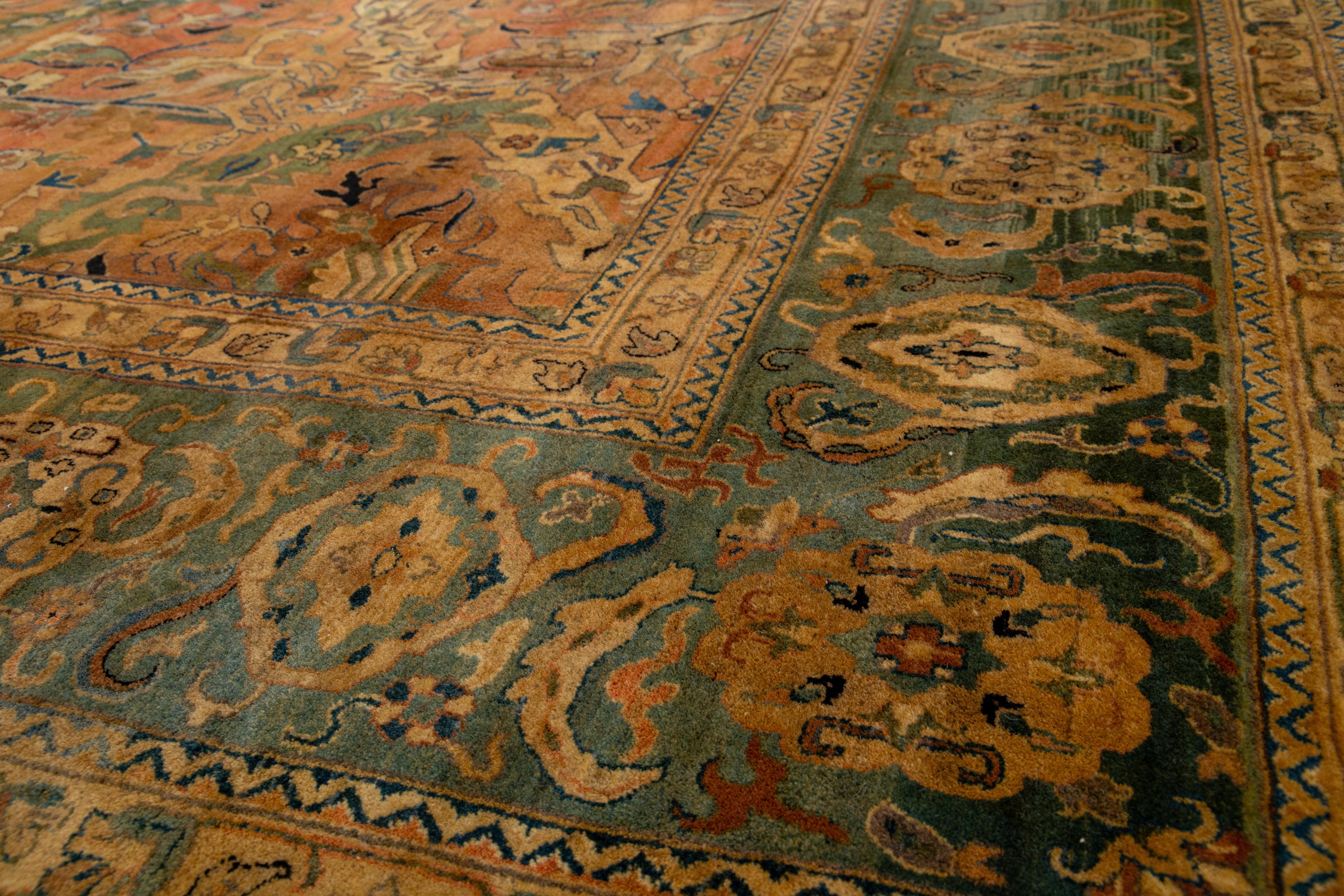Vintage Rust Sultanabad Persian Wool Rug With Allover Motif For Sale 3