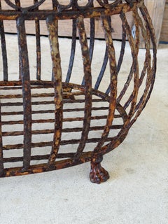 Vintage Rusted Patina Iron Jardinière With Paw Feet