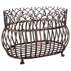 Vintage Rusted Patina Iron Jardinière With Paw Feet