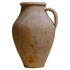 Vintage Rustic Ceramic Clay Pitcher, Natural Tones, Mediterranean Decor