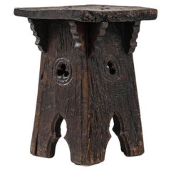 Vintage Rustic Belgian Wooden Stool