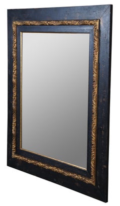 Vintage Rustic Black Gold Acanthus Rectangular Beveled Wall Vanity Mirror