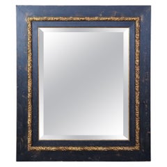 Vintage Rustic Black Gold Acanthus Rectangular Beveled Wall Vanity Mirror