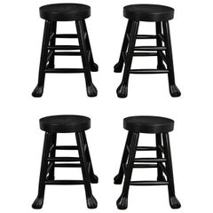 Ensemble de 4 tabourets de bar rustiques en bois dur massif noirci