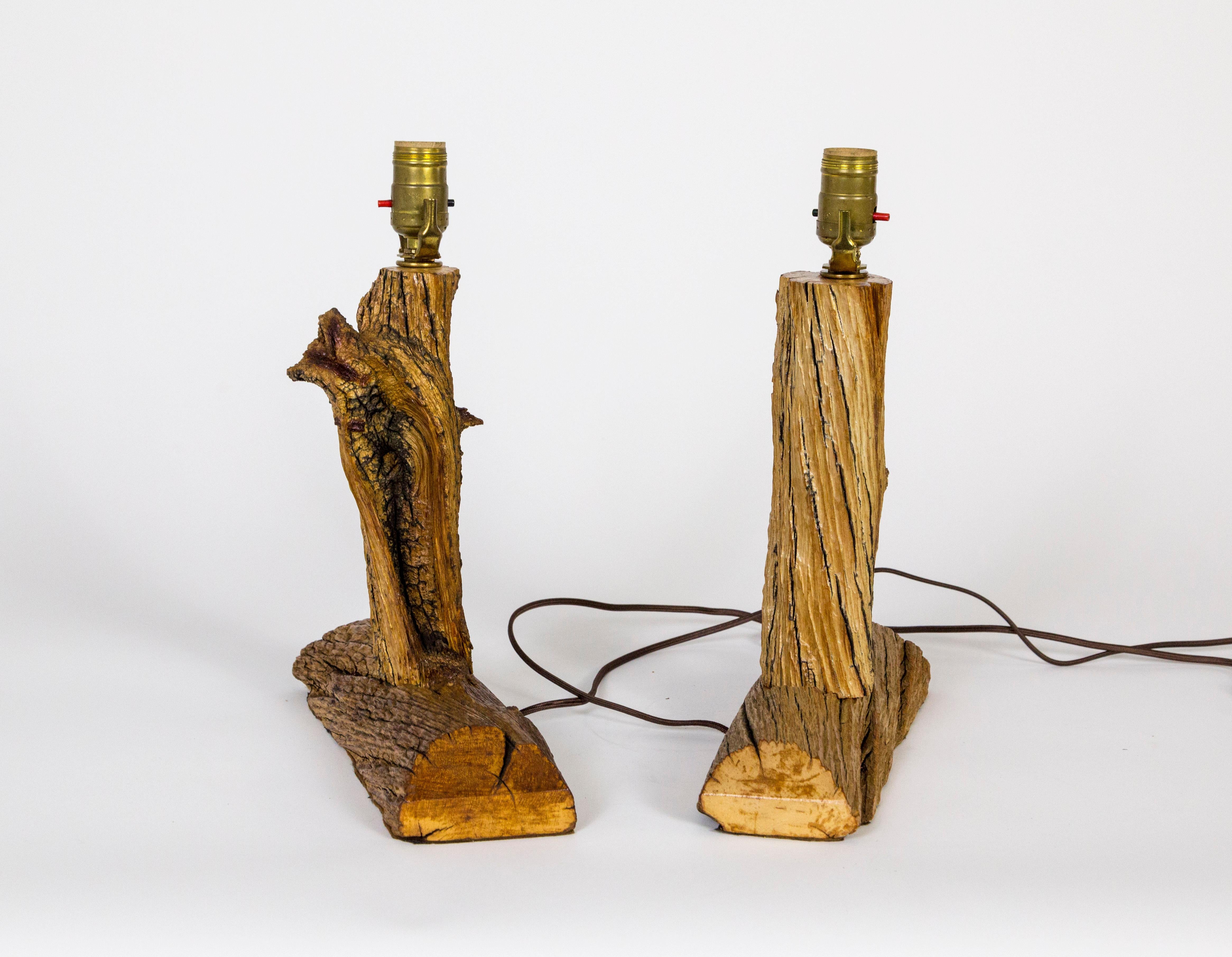 Vintage Rustic Branch Table Lamps 'Pair' In Good Condition In San Francisco, CA