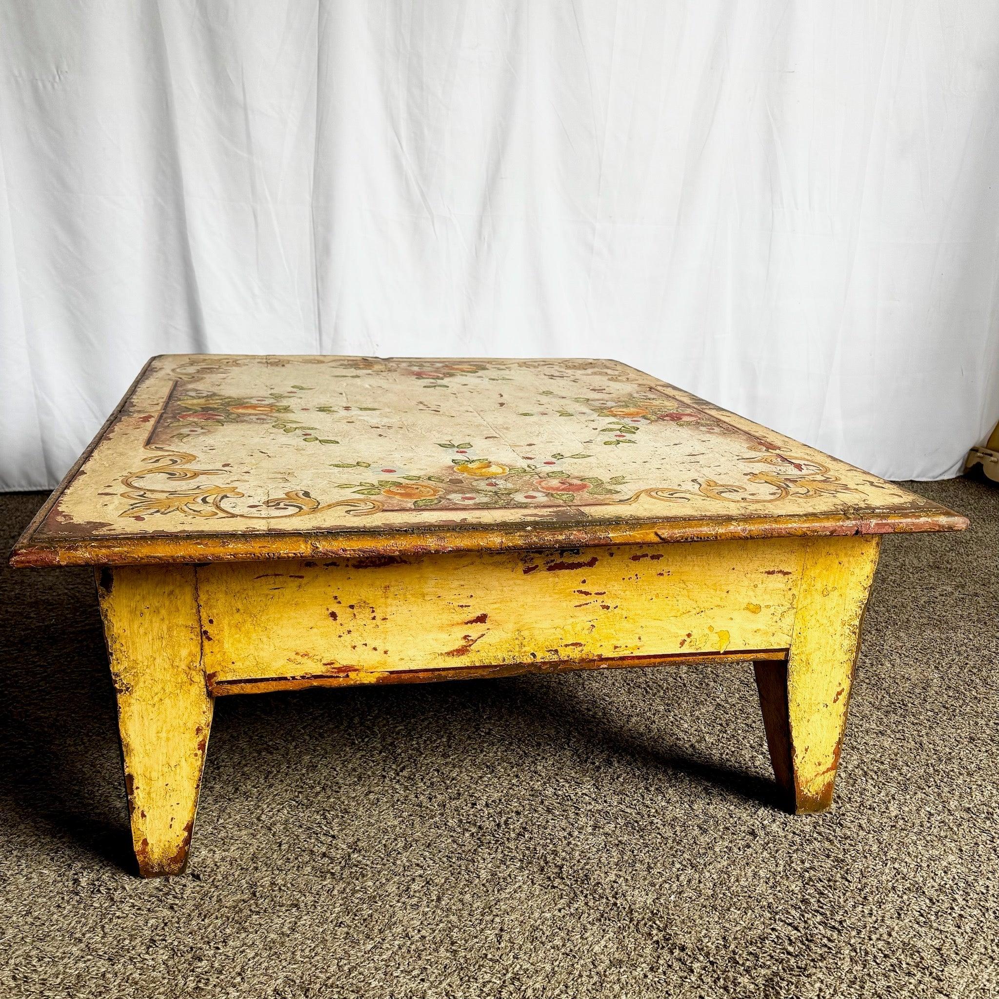 Contemporary Vintage Rustic Brazilian Painted Coffee Table by Velha Bahia For Sale