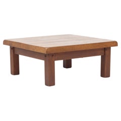 Vintage Rustic Brutalist Mid-Century Coffee Table from Oak