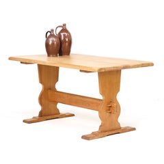 Vintage Rustic Brutalist Mid-Century Dining Table from Oak