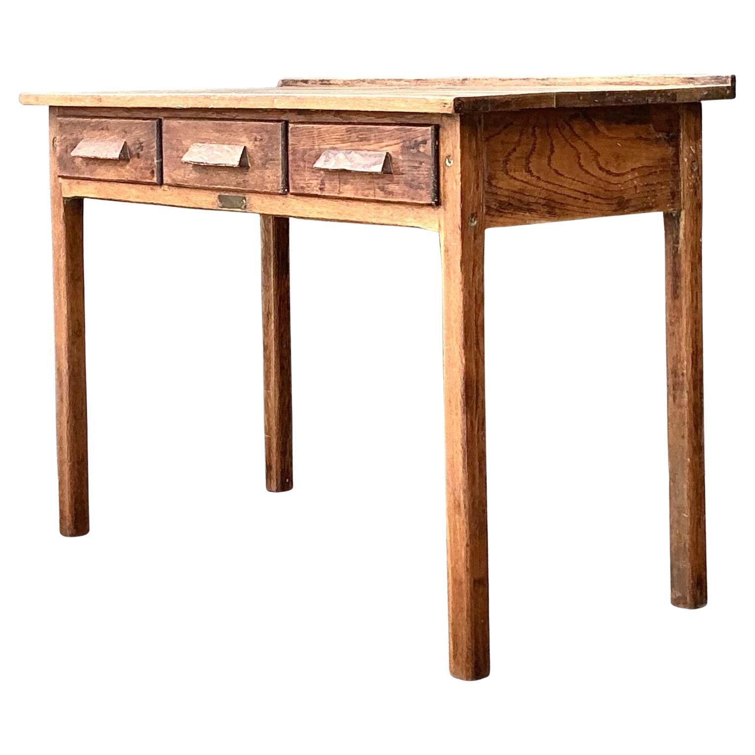 Vintage Rustikaler I. Christiansen Werkbank-Schreibtisch im Angebot