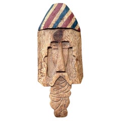 Vintage Rustic Carved Wood Mask