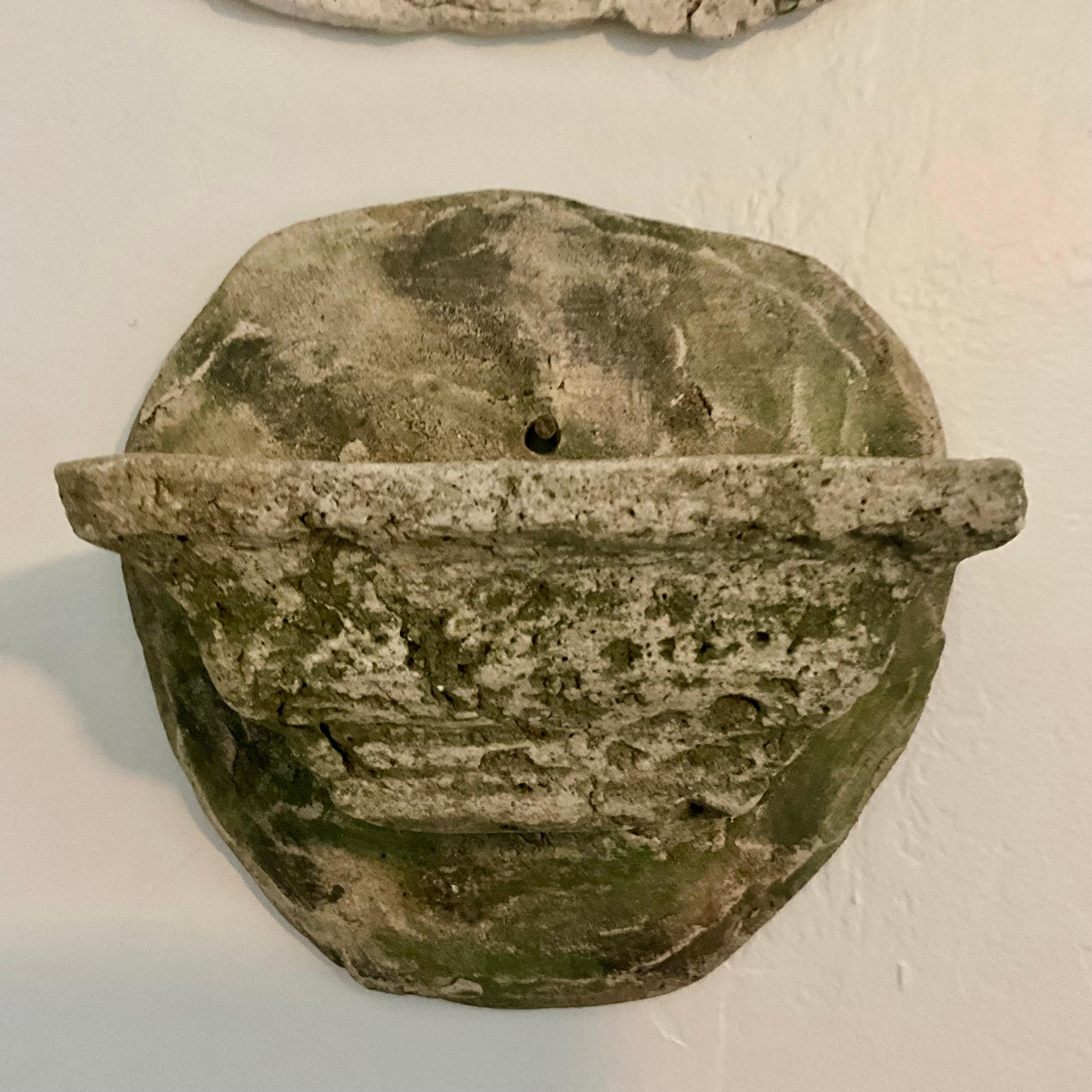 Vintage Rustic Cast Stone Cement Wall Planters - Indoor/Outdoor Collection For Sale 3