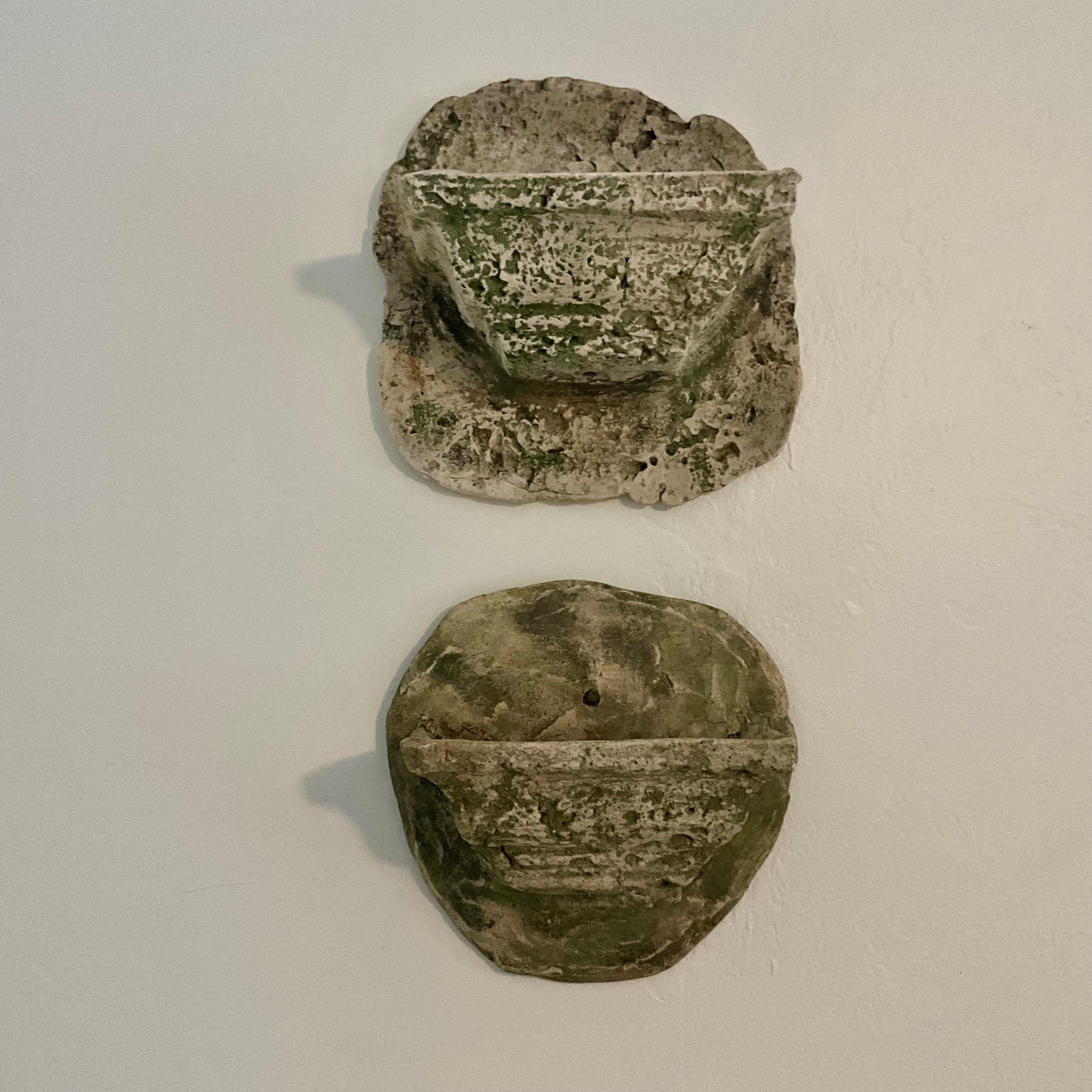 Vintage Rustic Cast Stone Cement Wall Planters - Indoor/Outdoor Collection For Sale 4