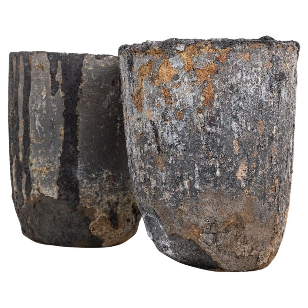 Vintage Rustic Ceramic Clay Large Foundry Crucible Tub Pot.