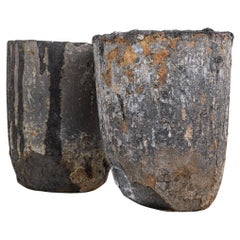 Vintage Rustic Ceramic Clay Large Foundry Crucible Tub Pot.