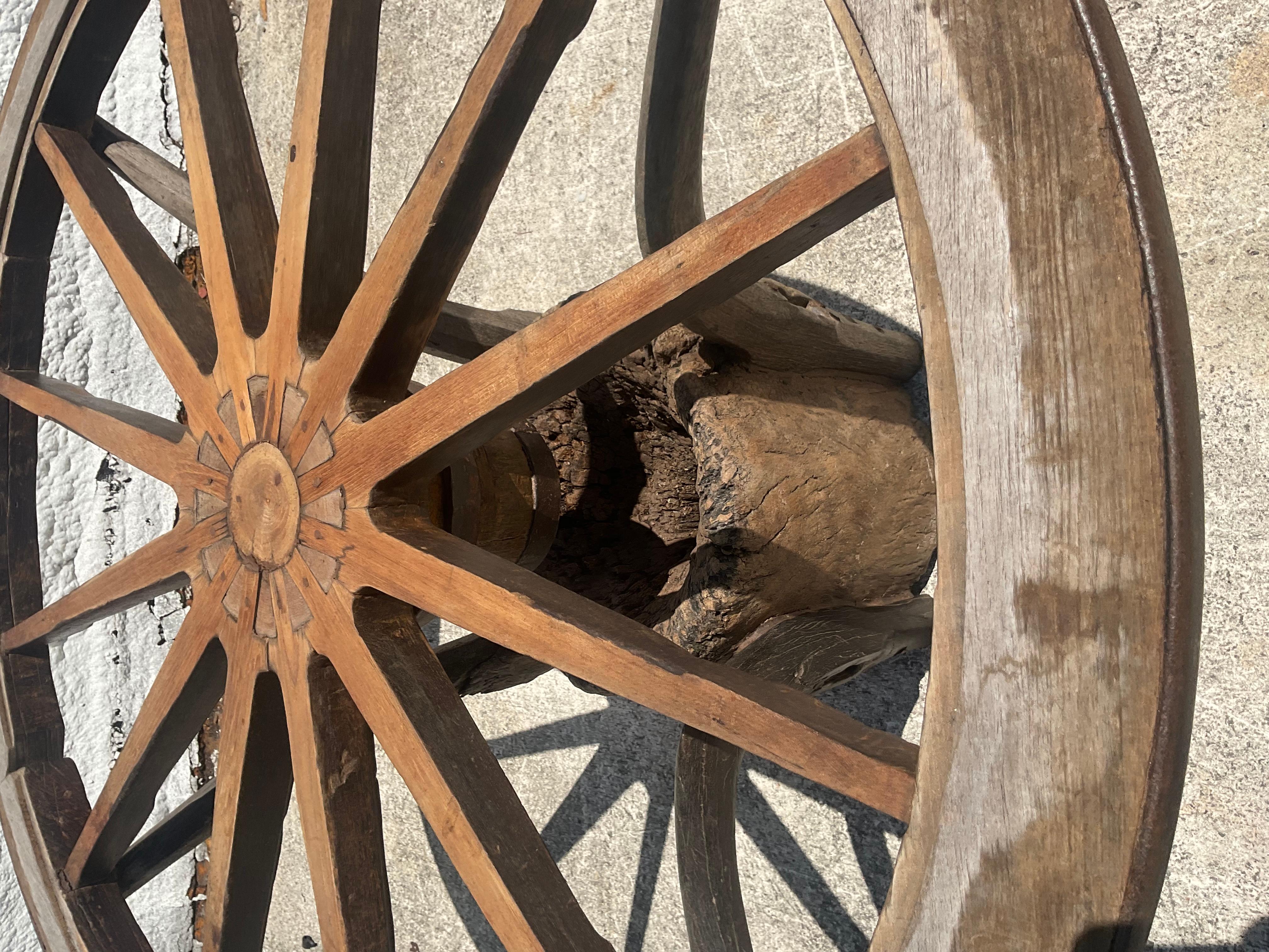 wagon wheel dining table