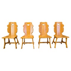 Vintage rustic dining chairs, set of 4 - 1960s