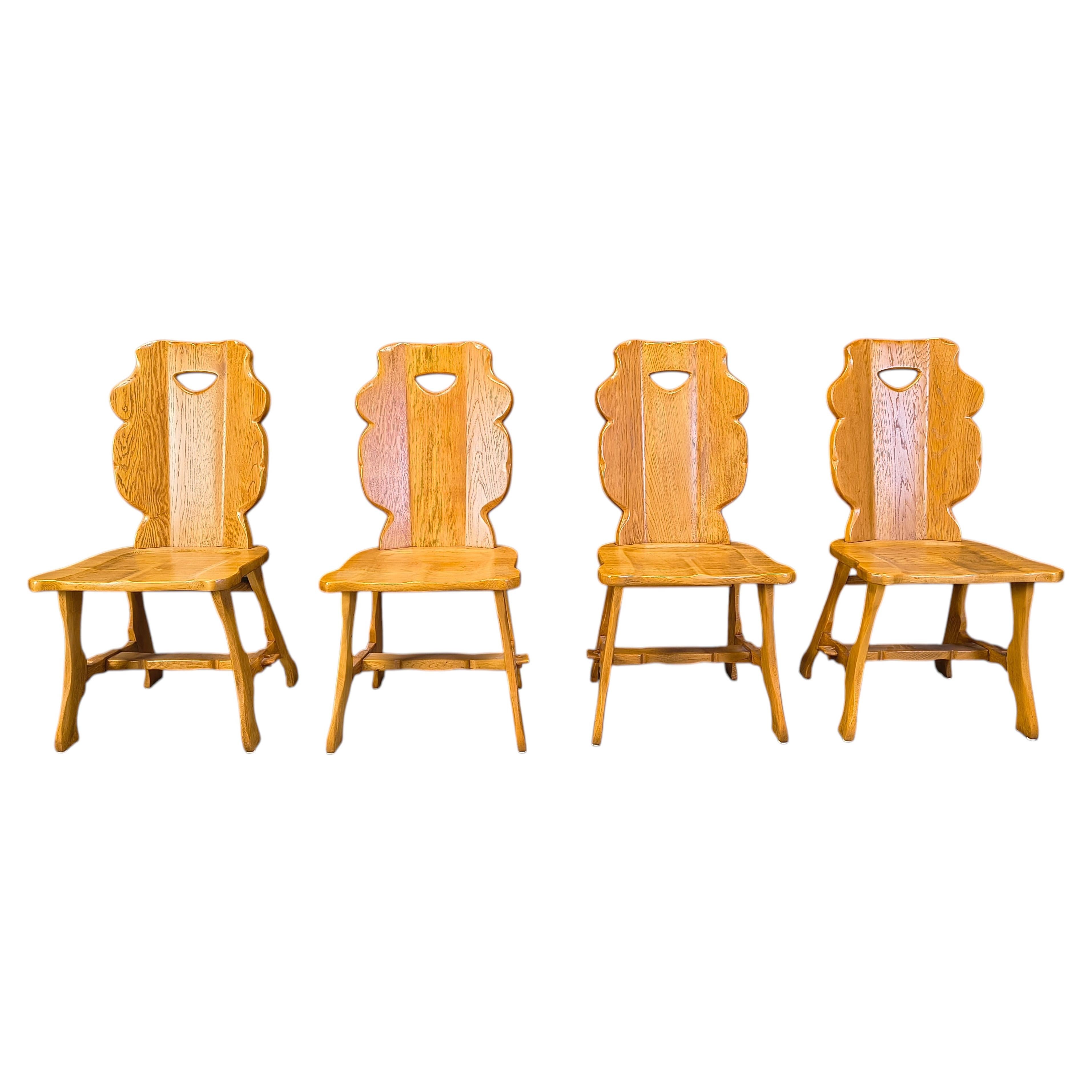 Set di 4 sedie da pranzo rustiche vintage - Anni '60