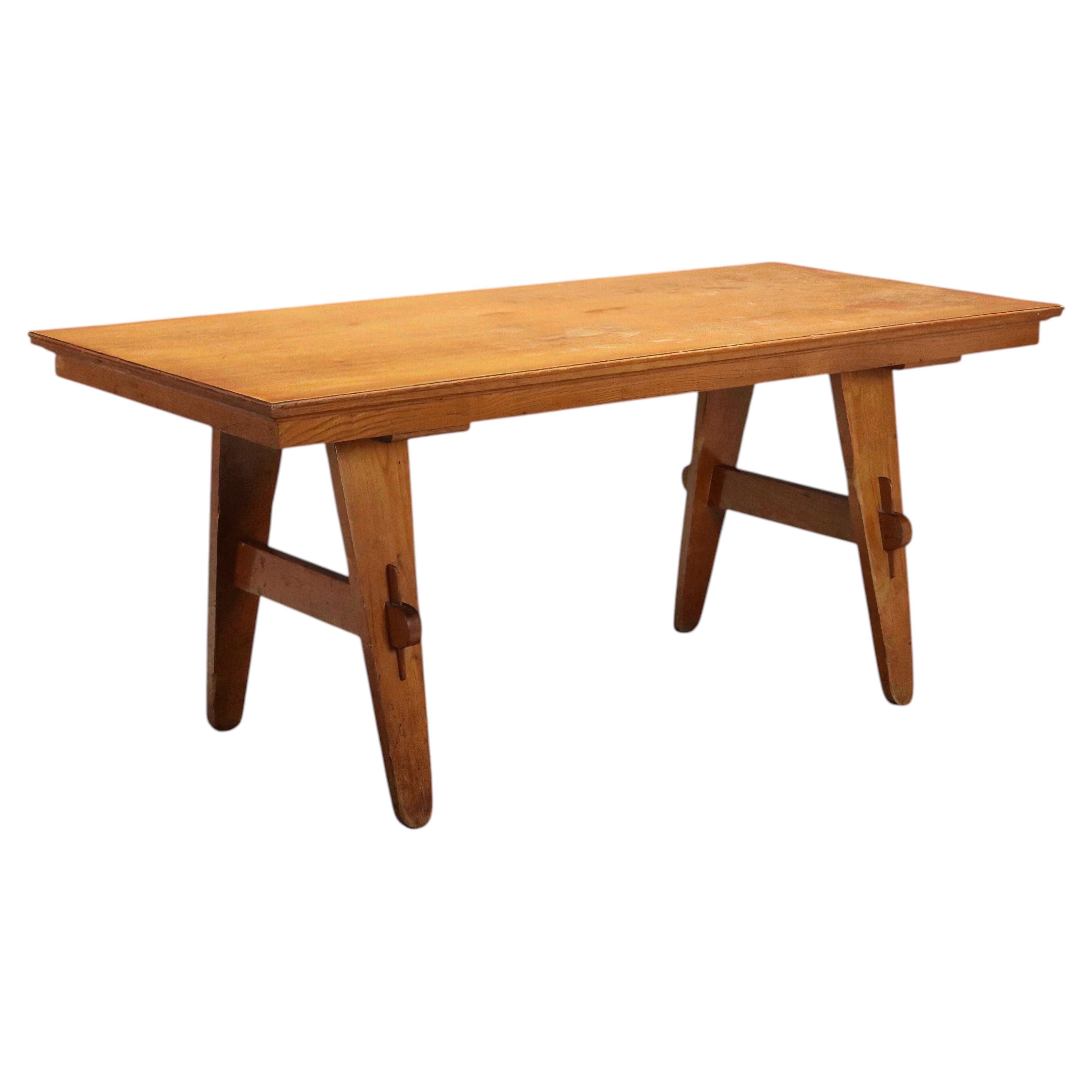Vintage Rustic Dining Table, Oak, 1950s For Sale