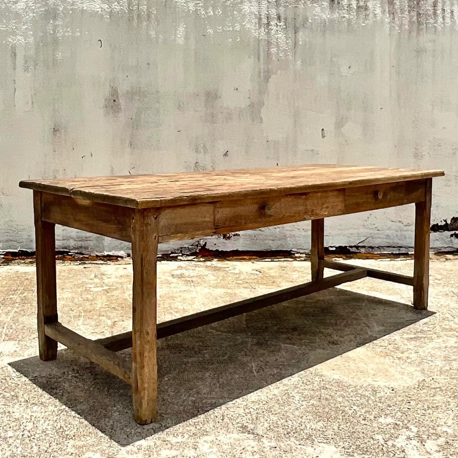 Wood Vintage Rustic Distressed Farm Dining Table