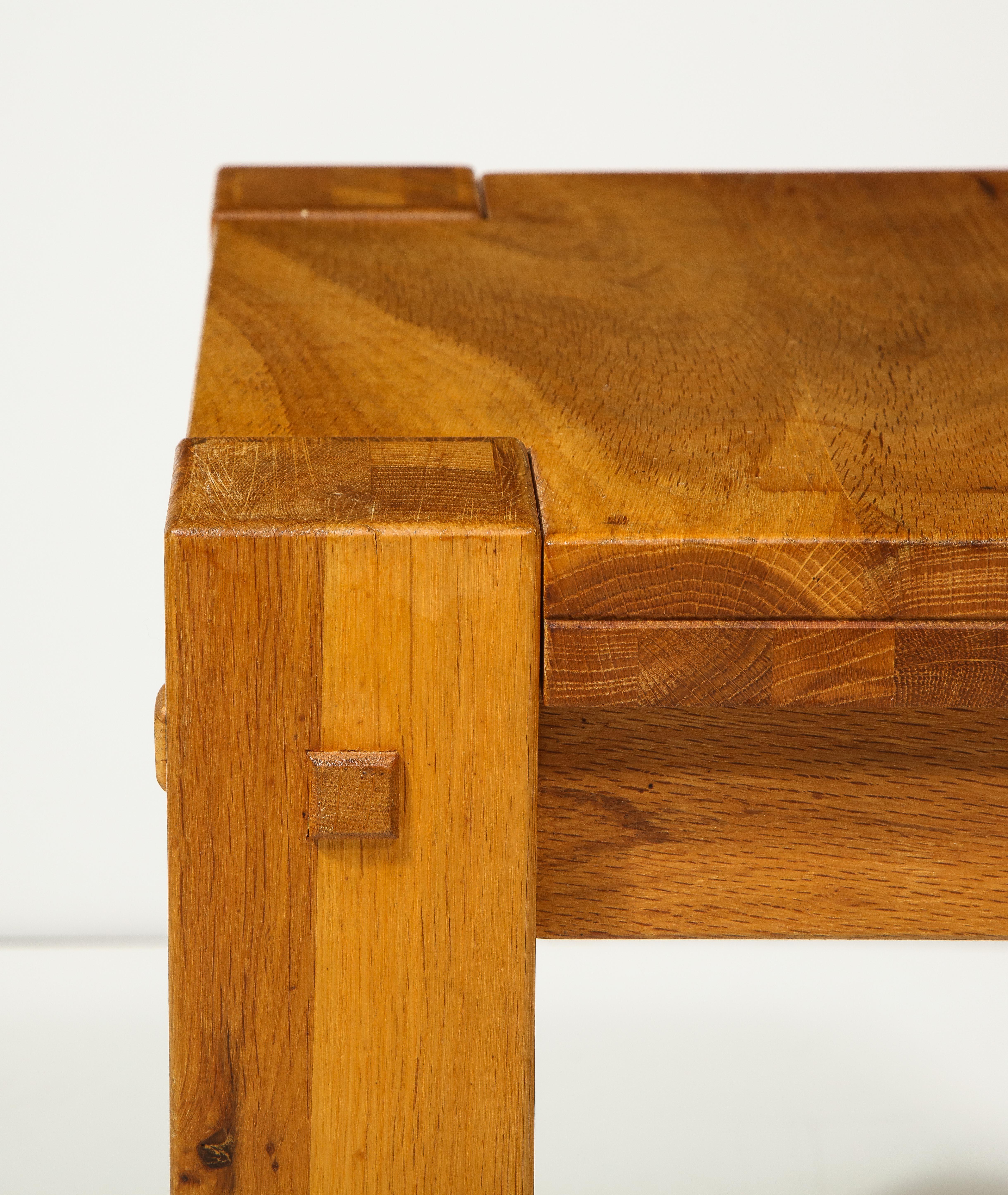 Mid-Century Modern Vintage Rustic Elm Side Table, France, C. 1970s