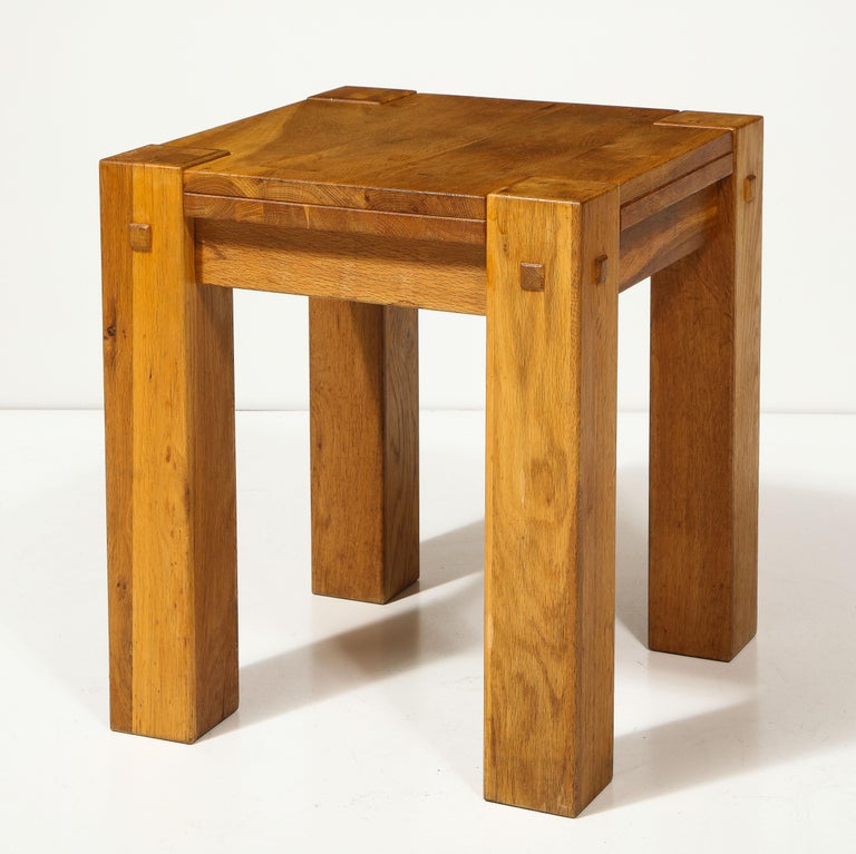 Vintage Rustic Elm Side Table, France, C. 1970s In Good Condition For Sale In New York City, NY