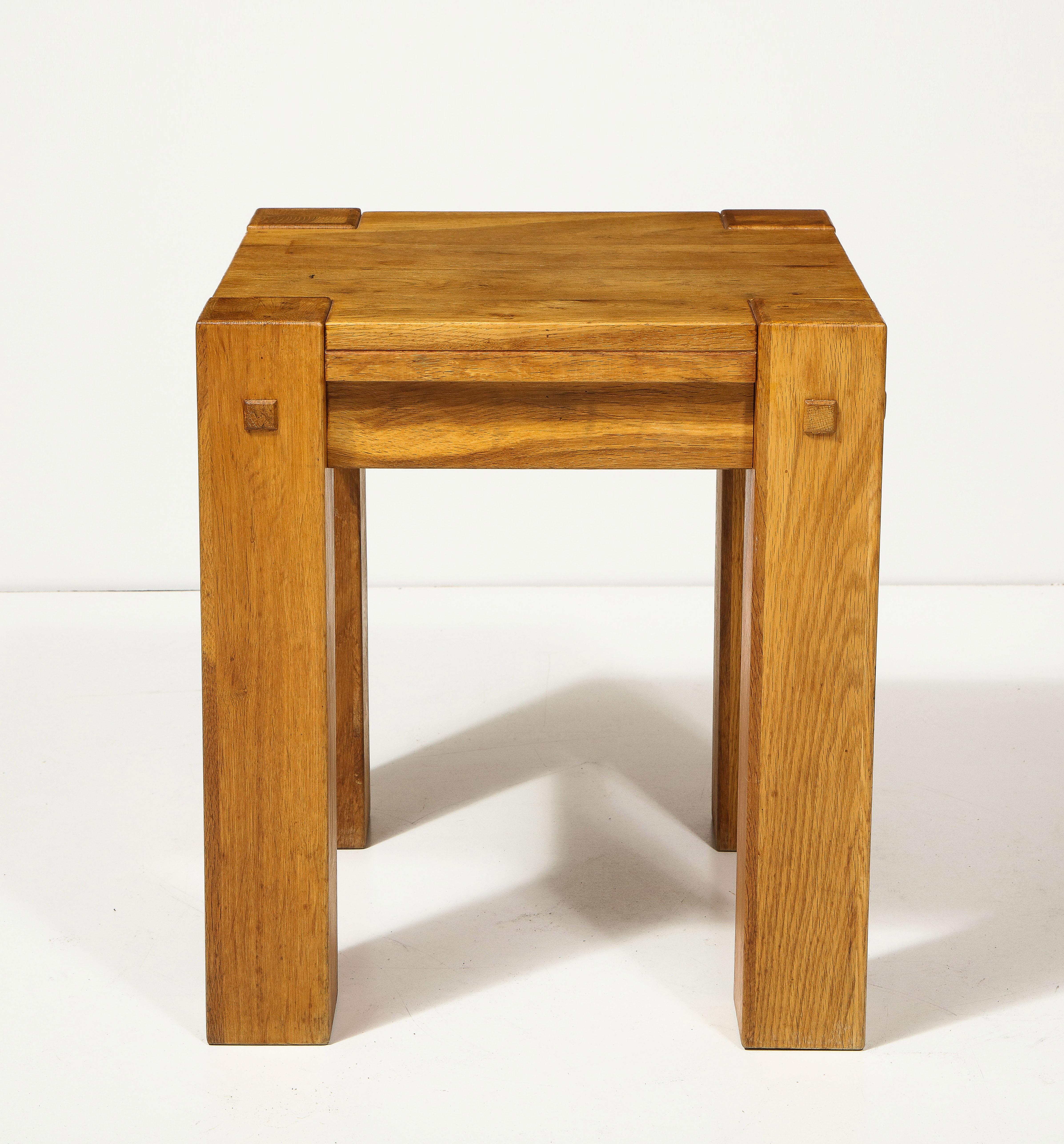 Vintage Rustic Elm Side Table, France, C. 1970s 3