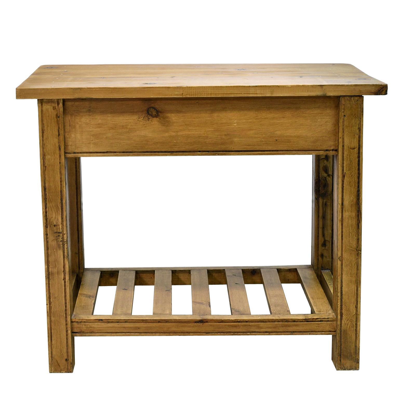 Country Table vintage rustique de style campagnard anglais en pin ancien en vente