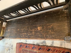 Rustic European Black Painted Bench