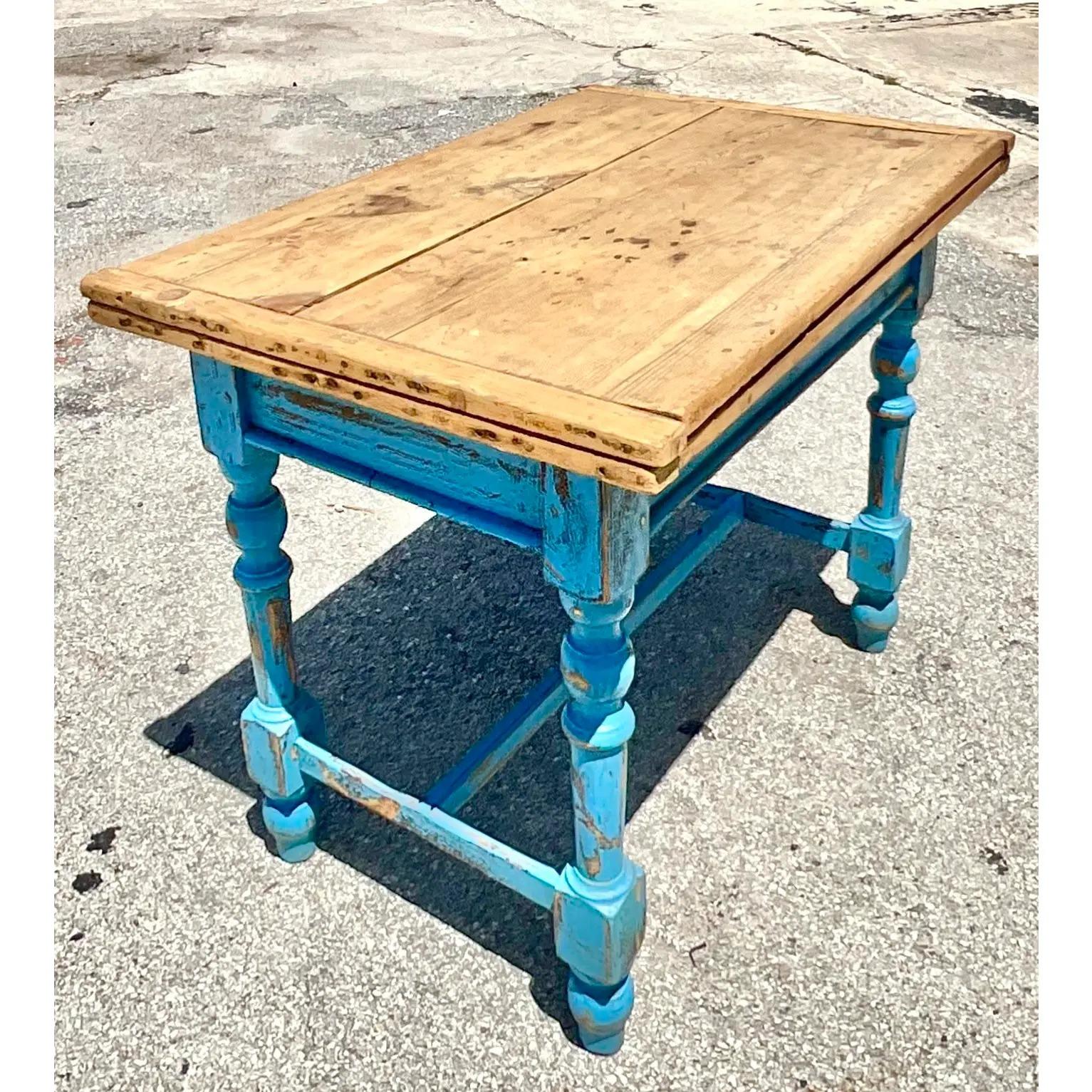 Vintage Rustic Expanding Farm Table For Sale 4