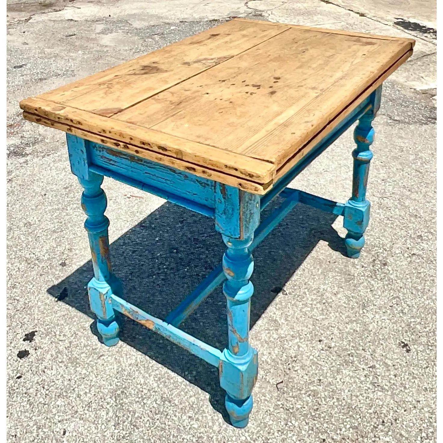 Vintage Rustic Expanding Farm Table For Sale 1