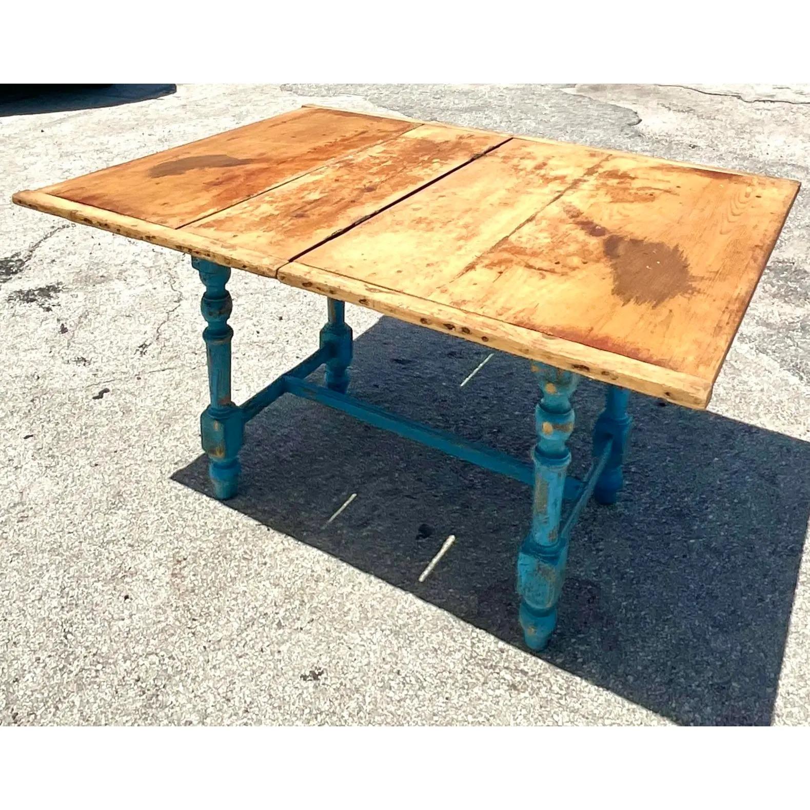 Vintage Rustic Expanding Farm Table For Sale 3