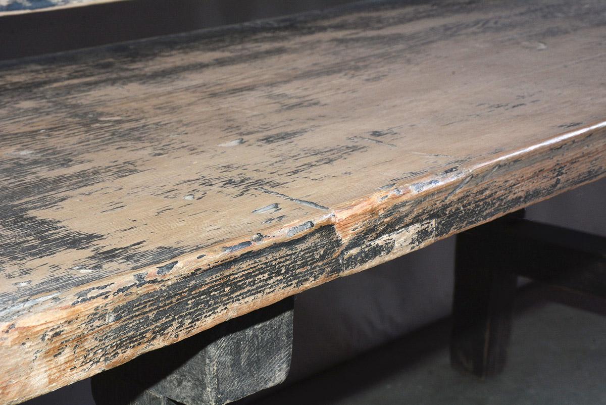 Vintage Rustic Farm Bench with Back 1