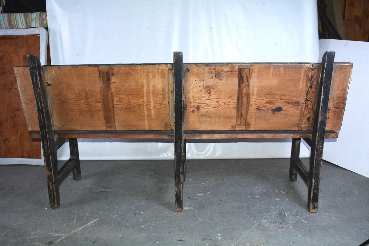 Vintage Rustic Farm Bench with Back 2